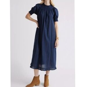 Quince Navy Blue Midi Dress